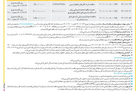 ۳۷۳۸ مناقصه – شركت برق منطقه‌ای تهران – خرید کابل‌های خطوط زمینی