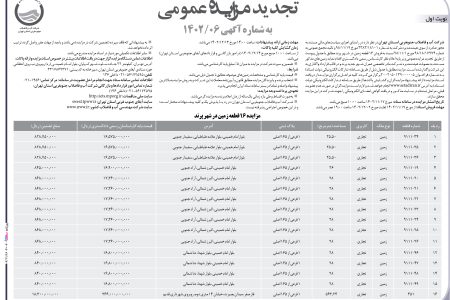 ۴۰۰۶ مزایده – شرکت آب و فاضلاب جنوبغربی استان تهران – فروش ۱۶ قطعه زمین