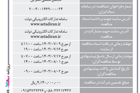 ۴۱۷۵ مناقصه – مجتمع صنعتی اسفراین – خرید ۲۰۰ تن گرافیت گرانوله