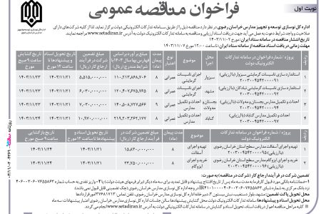 ۴۲۶۹ مناقصه – اداره کل نوسازی توسعه و تجهیز مدارس خراسان رضوی – استاندارد سازی تاسیسات گرمایشی