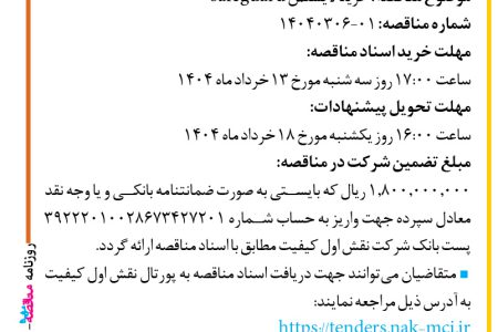 ۴۳۶۰ مناقصه – شرکت نقش اول کیفیت (ناک) – خرید لایسنس safeguard