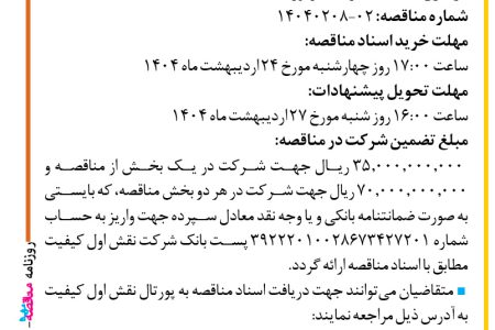 ۴۳۴۴ مناقصه – شرکت نقش اول کیفیت (ناک) – خرید فیبر نوری