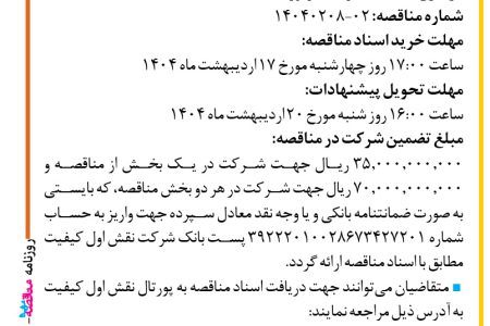 ۴۳۳۸ مناقصه – شرکت نقش اول کیفیت (ناک) – خرید فیبر نوری
