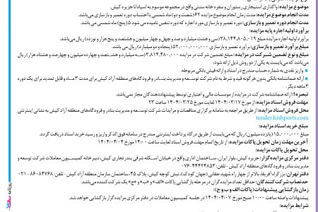 ۴۳۶۶ مزایده – شرکت توسعه و مدیریت بنادر و فرودگاههای منطقه آزاد کیش – اجاره رستوران