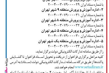 ۴۴۱۴ مناقصه – اداره کل آموزش و پرورش – خرید خدمات