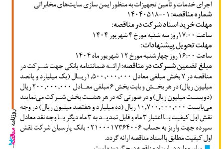 ۴۴۲۴ مناقصه – شرکت نقش اول کیفیت (ناک) – خدمات و تأمین تجهیزات