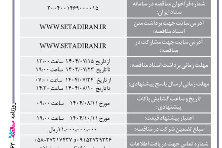 ۴۴۶۳ مناقصه – مجتمع صنعتی اسفراین – تامین نیروی انسانی