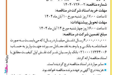 ۴۴۷۹ مناقصه – شرکت نقش اول کیفیت (ناک) – تامین کانکتور و فیدر مخابراتی