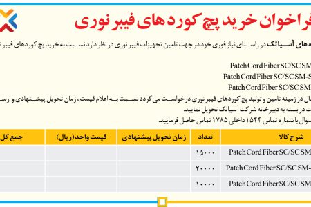 ۴۴۸۷ مناقصه – شرکت انتقال داده های آسیاتک – تامین تجهیزات فیبر نوری